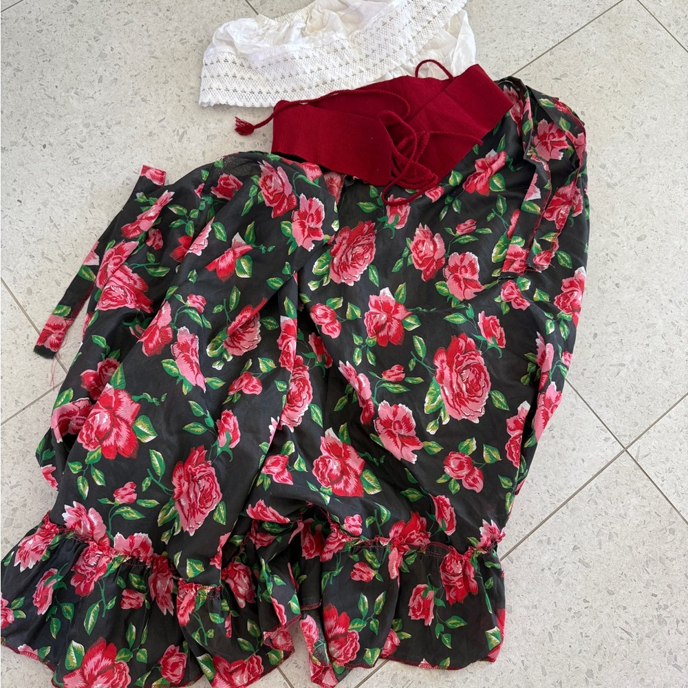 Floral Black and Red Skirt